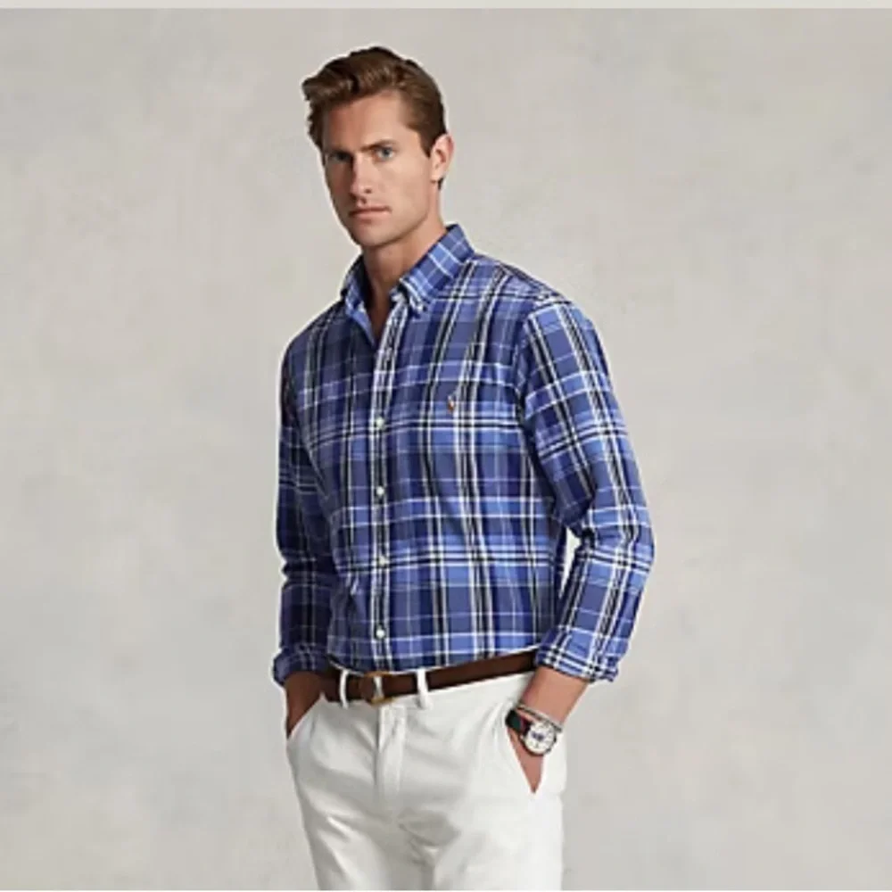 Polo by Ralph Lauren Men's Navy and White Checkered Shirt- NWT- medium